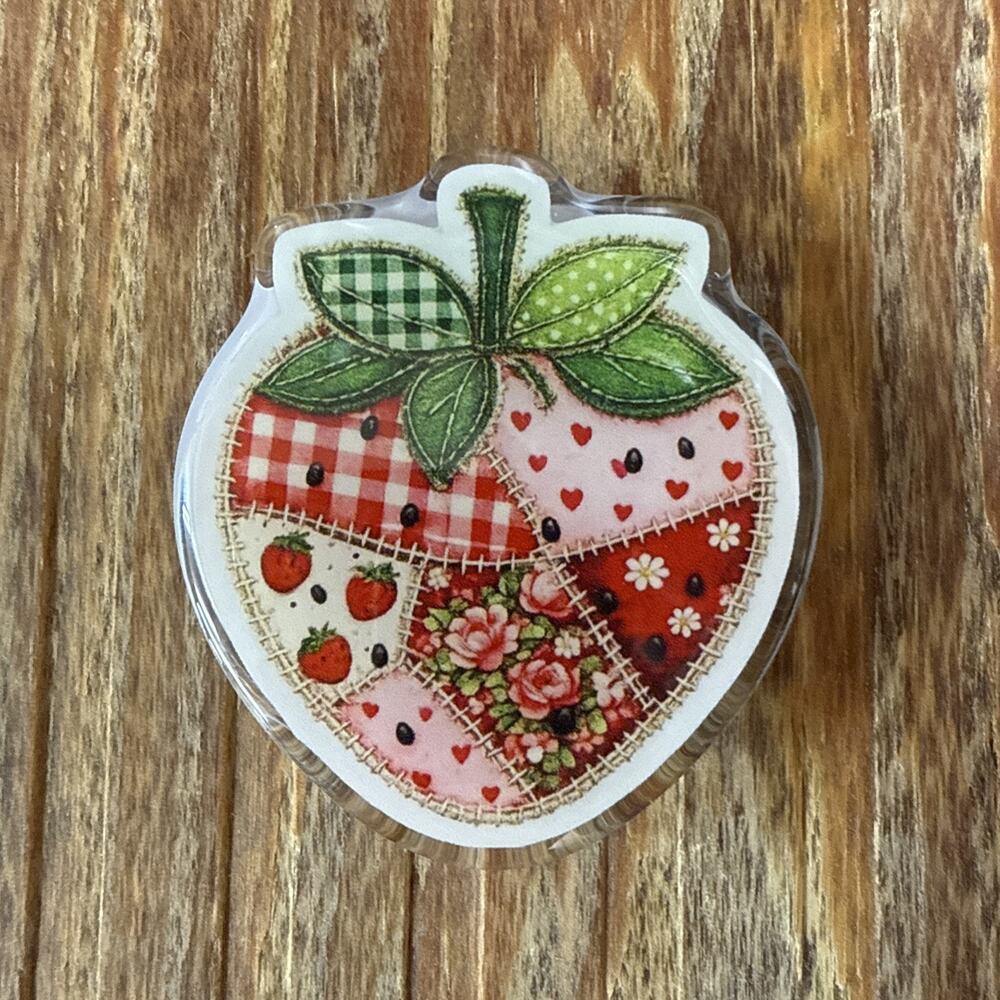 Magnetic Patchwork Strawberry Pop Up Phone Grip